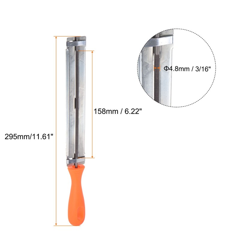 sourcing map Chainsaw File Guide, 3/16" (4.8mm) Round Rasp Chrome