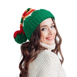 KFZR Santa Hat Christmas Xmas Party Knitted Hat Santa Skull Cap for Adult Women Men (Green)