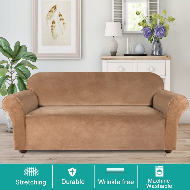 Turquoize Velvet Sofa Slipcover Stretch Extra Large Couch Covers for