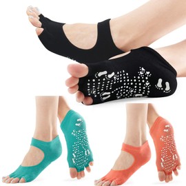 SOX TOWN Yoga Socks with Half Toe Non-Slip Toeless for Women Pure Pilates Barre Ballet Dance Barefoot Workout