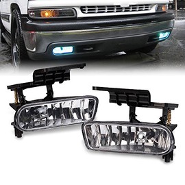 G-PLUS Fog Lights Lamp Left Right Compatible With 1999-2002 Chevy Silverado 1500/2500/2001 2002 Chevy Silverado 3500/2000-2003 2004 2005 2006Tahoe Suburban Compatible With Chevy Suburban(Clear)