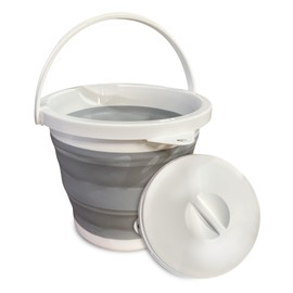 Southern Homewares Collapsible Bucket with Lid, Space-Saving Durable, & Portable for Home, Outdoors, and Travel Use, Round, 5-Liter