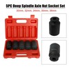 5pc 1/2" Drive 12 Point Drive Deep Spindle Axle Nut