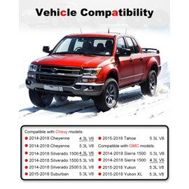 Amblee 8-Count Fuel Injectors Compatible with Chevy 2014-2018 Silverado 1500 2500, Cheyenne, Suburban, Tahoe, GMC Sierra 1500, Yukon XL - 4.3L V6 & 5.3L V8 - Replace OE# 12668390 12623116 FJ1217