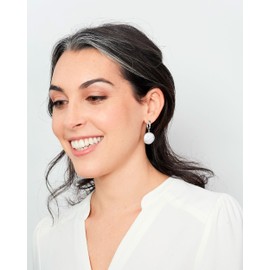 Women Pearl Earrings Freshwater Cultured Pearls | Big Coin Baroque Pearls 14,00 - 15,00 mm by Secret & You | Rhodium-plated Sterling Silver 925 or 18k Gold Plated with big Butterfly Backs.