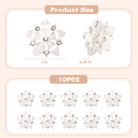 VZZNN Pack of 10 Hair Clips Flower Hair Clips Small for Bride Diamond Hair Clips Hair Accessories Wedding Party Everyday Hair Accessories Women