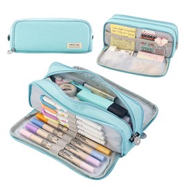 Domary Estuche para lápices de gran capacidad, estuche para lápices, papelería, bolsillo con cremallera para la escuela, almacenamiento en el hogar, bolsillo multicapa, organizador de oficina, regalo