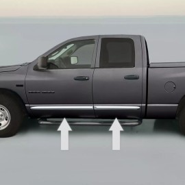 Brickyard Automotive Chrome Body Side Molding Trim Die Cut Ends for 2001-2008 RAM