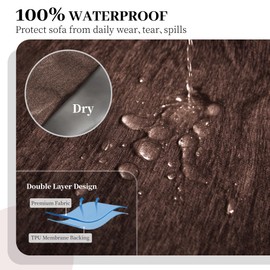 ROFASVCO 1OO% Waterproof Sectional Couch Covers for Dogs Chenille L Shape Sofa Cover Blanket Set 2 Pieces Sectional Slipcover with Tassel Soft Washable Pet Furniture Protector (XX-Large, Dark Brown)