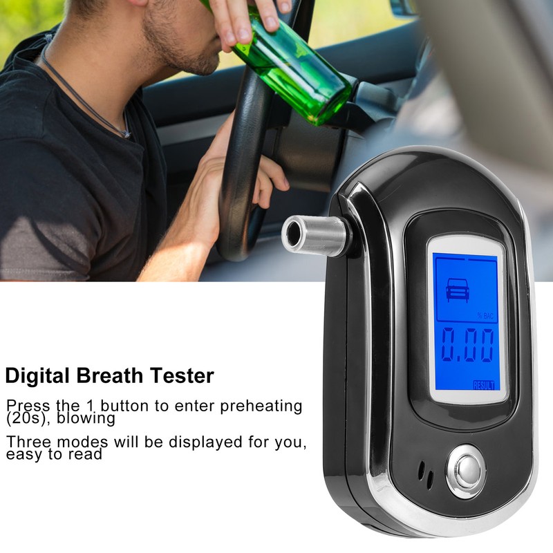 LCD Digital Breath Tester Mini Portable Blowing Type Professional Breathalyzer