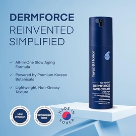 TEREZ&HONOR 6-in-1 Face Cream for Men: Korean DermForce Anti-Aging Moisturizer with Niacinamide, Bakuchiol & 5-CICA – Hydrates, Smooths & Helps Reduce Wrinkles, Dark Circles & Eye Bags – 2.8oz / 80g