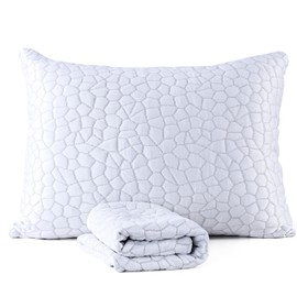 1 Pack Cooling Bamboo Pillowcase with Zipper – Soft Thick Dual-Sided Fabric, Machine Washable, Great for Summer & Winter, Breathable Pillow Cover for Sleeping,20"x26"