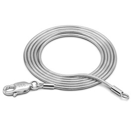 Dankadi Women 925 Sterling Silver Magic Snake Chain Necklace- Men 1.2MM Solid Snake Chain Flexible Choker 16"-30" Italian Silver 24K Gold Over Jewelry (Silver, 16 inch)