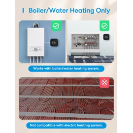 Meross Smart Thermostat Boiler WiFi Underfloor Heating Thermostat Digital Touch Screen Room Thermostat Heating & Cooling Wall Thermostat for Alexa & Google Voice & Remote Control, Black
