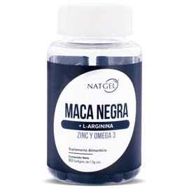 Maca Negra con L-Arginina, Zinc y Omega 3  Refuerza Energa, Resistencia, Vitalidad y Equilibrio Hormonal Masculino  60 Softgels de 1,300 mg           