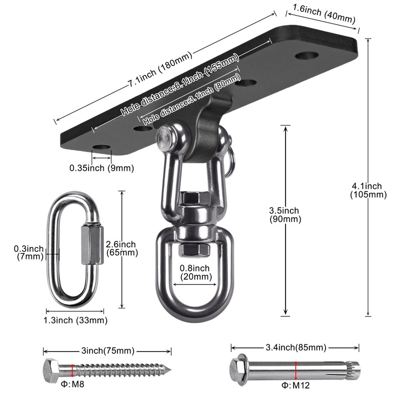 SELEWARE Punching Bag Hanger, 360° Swivel Heavy Bag Ceiling Mount