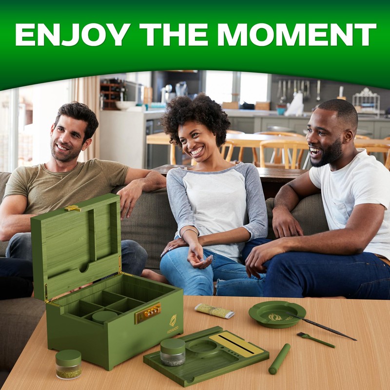 HOVANZO Upgraded Premium Large Bamboo Box - Locking Storage Decorative