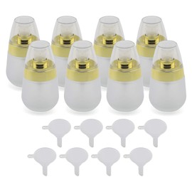 Kesell 8 unidades de 30 ml 1 oz vacío vacío bomba de vidrio esmerilado prensado botella en forma de huevo frasco prensado borde dorado recipiente cosmético con tapa transparente y embudo para emulsión de loción esencia facial