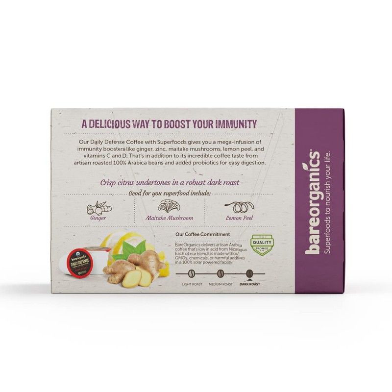 BAREORGANICS DAILY DEFFENSE COFFEE with Superfoods (10 Count Single Serve