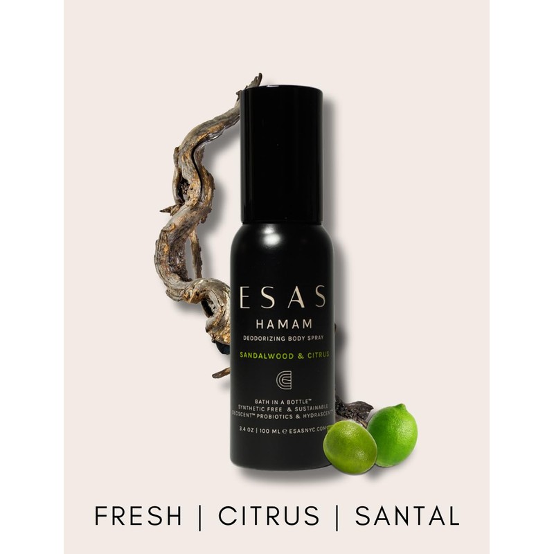 ESAS Hamam Organic Deodorant Body Spray 3.4 oz (Sandalwood &