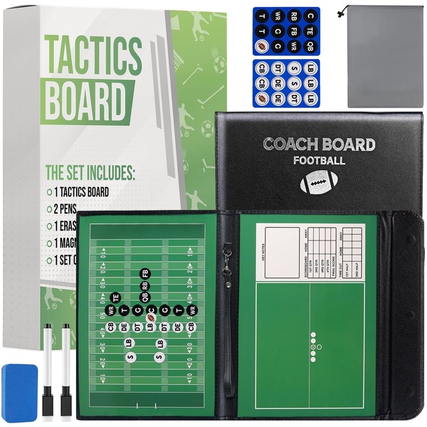 ZPU Football Coaching Board, Magnetic Football Clipboard for Coaches, Portable
