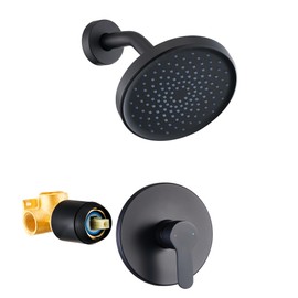 Tohlar Shower Faucet Set with Valve Matte Black Shower Trim Kit with 6-Inch Rain Shower Head Single Handle High Pressure Rainfall Showerhead Bathroom Shower System