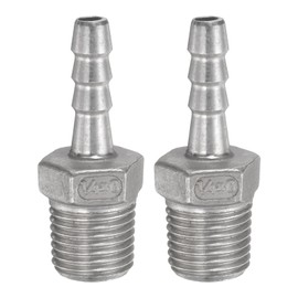 sourcing map 2pcs Stainless Steel Hose Barb Fitting 0.2" (6mm) Barbed x g 1/4" Male Pipe Fitting Air Hose Barb Fittings Coupler Thread Connector Adapter for Water Fuel