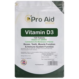 Vitamin D3 2000IU Premium Tablets |120 Pack | by ProAid | Easy to Swallow | One a Day | Letterbox Friendly | Made in UK