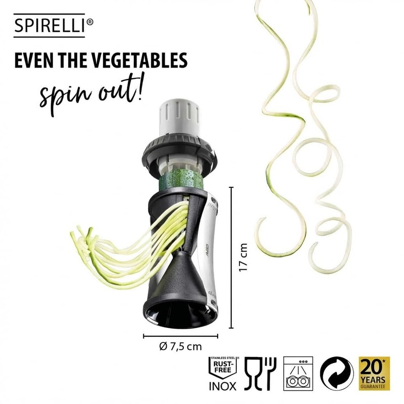 GEFU Spirelli 2.0 spiral cutter, spaghetti cutter with remover holder.,