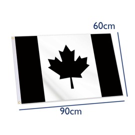24x36 Inch Black Canada Flag,2x3 FT Dark Canadian Flag,Medium Digitial Double-Printed Durable 150D Thick Polyester Decorations with 2 Brass Grommet