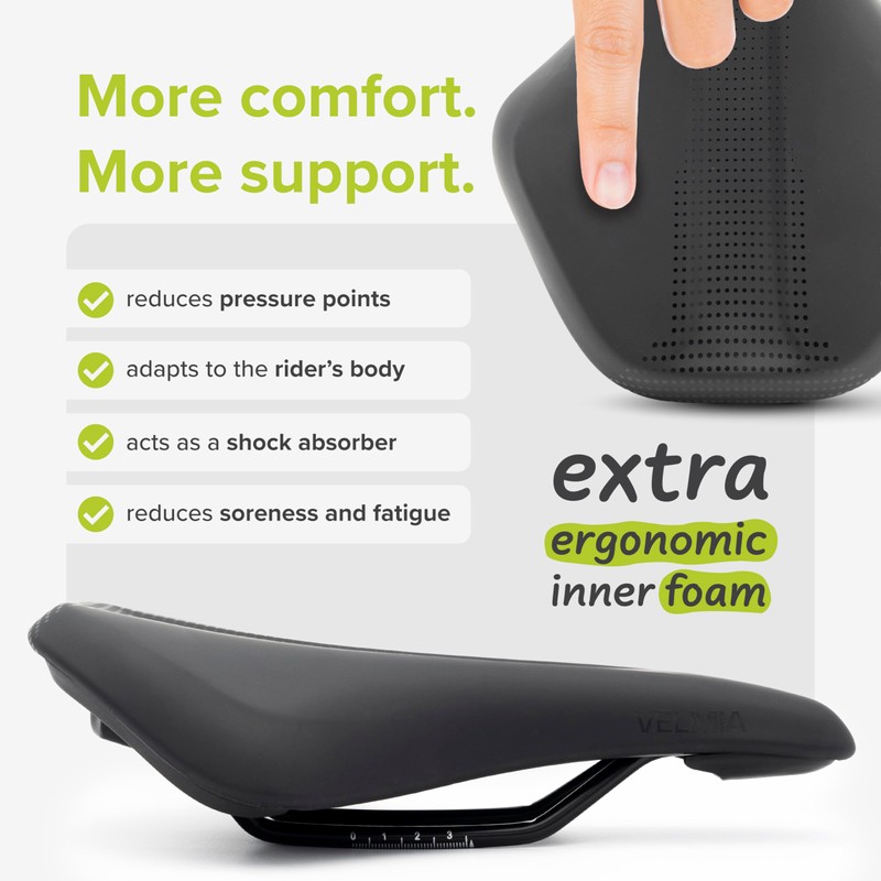 VELMIA Bicycle Saddle 100% Waterproof, Seamless & Ergonomic Design -