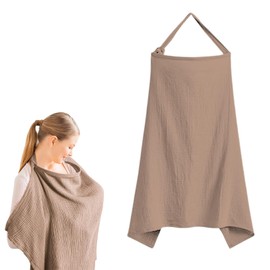 GUTERTOP Nursing Cover for On the Go 75 x 95 cm Muslin Nursing Scarf for On the Go Breathable Multi-Purpose Nursing Cover (Coffee)