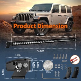 4WDKING 42 Inch Slim LED Light Bar, 240W Spot Flood Combo Beam, Screwless Design, IP68&IP69K Waterproof, Super Bright Off Road Driving Lamp Fog Lights for Truck Pickup ATV UTV SUV Golf Cart Boat