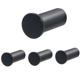 Vista Wall Hook Screw SUS304 Stainless Steel Coat Hooks Heavy Duty with Drilling for Bathroom, Bedroom, Kitchen, Bedroom, Bedroom, Black, Pack of 4