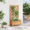 vidaXL Solid Fir Wood Planter with Trellis - Brown Flower