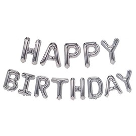 Haobase Happy Birthday Balloons Banner, 16 inch Aluminum Foil Letters Birthday Sign for Birthday Party Decoration (Silver)