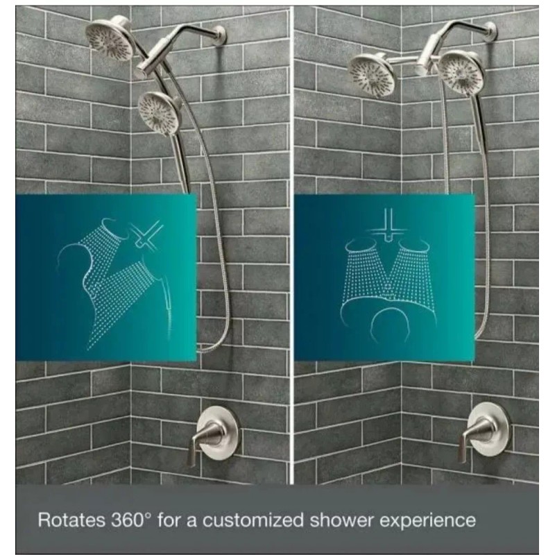 KOHLER Dual Shower Heads 3-Spray Round Wall Mount Hand Shower