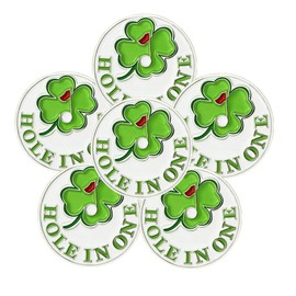 FINGER TEN Golf Ball Marker for Ladies Men Value 6 Pack, Golf Accessories Ballmarker Magnetic fit Golf Divot Tools Hat (Four Leaf-6 Pack)