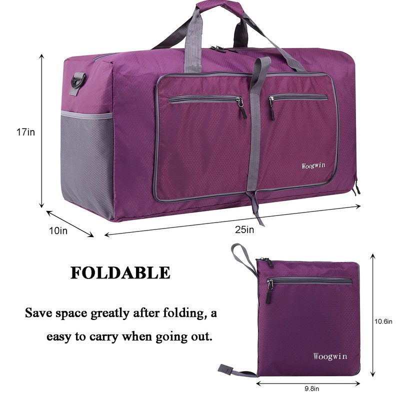 Woogwin Travel Duffle Bag Large Foldable Waterproof Overnight Bag for