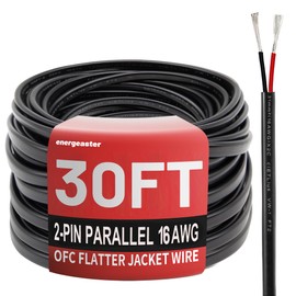 energeaster 16 Gauge Wire 2 Conductor Electrical Wire, 16 AWG Wire Stranded PVC Cord, 12V Low Voltage/Tinned Copper/Flexible/16/2 Wire for Automotive Wire LED Strips Lamp Lighting Marine (30FT-9.1M)