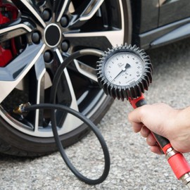 GAV Reifenfüller Messgerät mit WIKA 80mm Manometer (Geeicht) Profi Reifendruckprüfer Druckluft für Auto, Motorrad, Lkw uvm