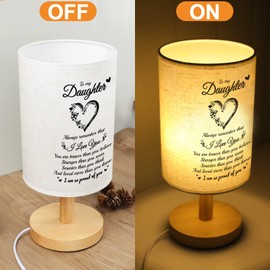 SOUHONEY Daughter Gifts from Mom Dad Table Lamp - Best Birthday Gifts for Daughter Fabric Wooden Desk Lamp - Christmas Gifts for Bedroom Living Room Graduation Gifts for Daughter (Daughter01)