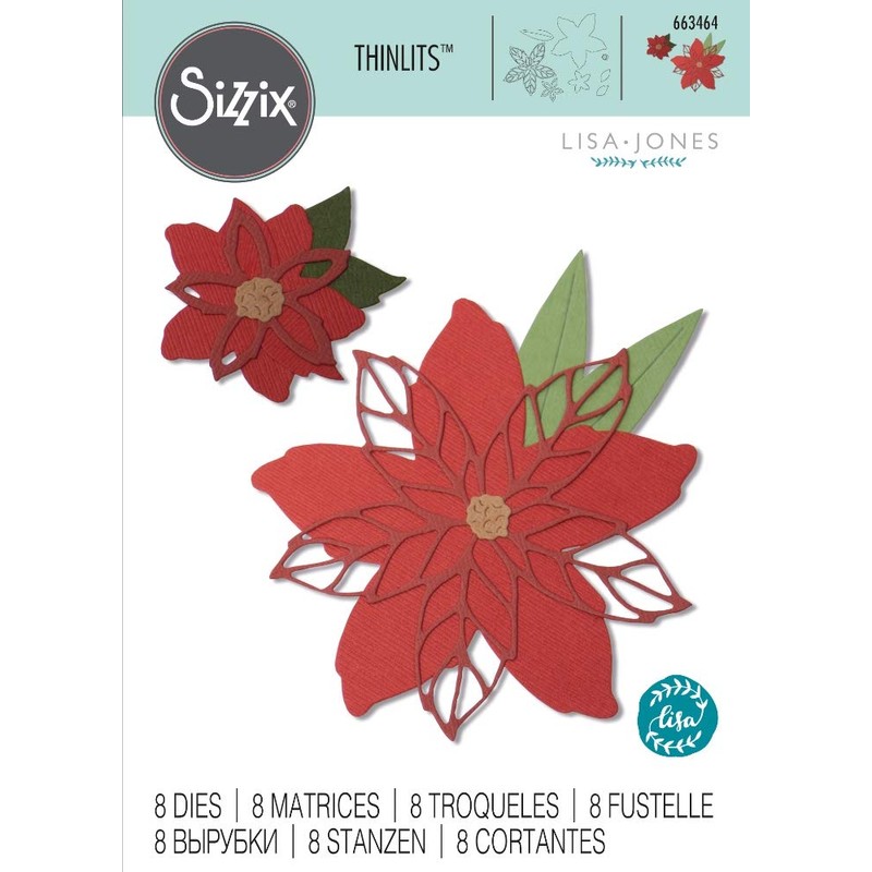 Sizzix Thinlits Cutting Dies Set 8Pk Poinsettia