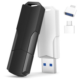 128GB Flash Drives 2 Pack Wooolken USB 3.0 Thumb Drives with USB C Adapters and Lanyards,Memory Sticks for Data Storage