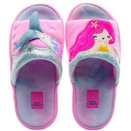 Kids Mermaid Slippers Household Anti-Slip Indoor Home Shoe for Girls and Boys(1-3 little kid, mermaid pink 02)