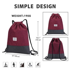 LIVACASA Gym Sack Drawstring Bag with Inside Zipper Pocket Sports Travel Bag Water Repellency Light Backpack for Men Women