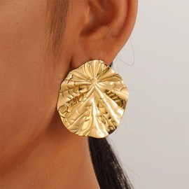 TseenYi Boho Lotus Leaf Dangle Earrings Exaggerated Large Leaf Earrings Gold Leaf Earrings Lotus Leaves Earrings Metal Large Leaves Earrings Leaf Flower Dangle Earrings, Zinc