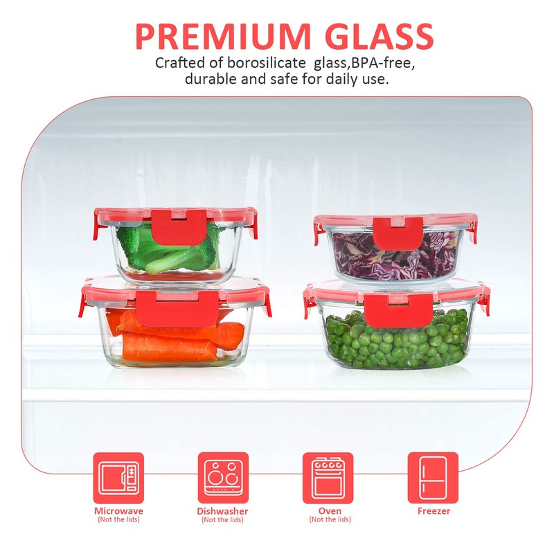 KOMUEE 24 Pieces Glass Food Storage Containers Set,Glass Meal Prep