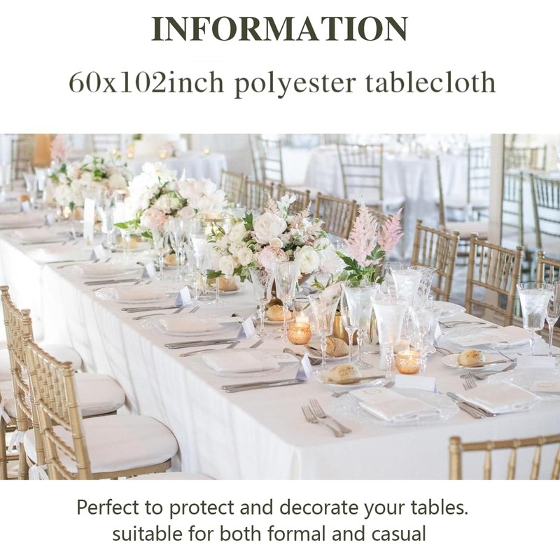 Vnituasr 2 Pack White Tablecloths Rectangle, 60 x 102 Inch