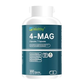 Wellthy Mag Magnesio Complex 300 Cápsulas Equivalente 360mg Elemental Citrato Glicinato Malato Marino Veganas